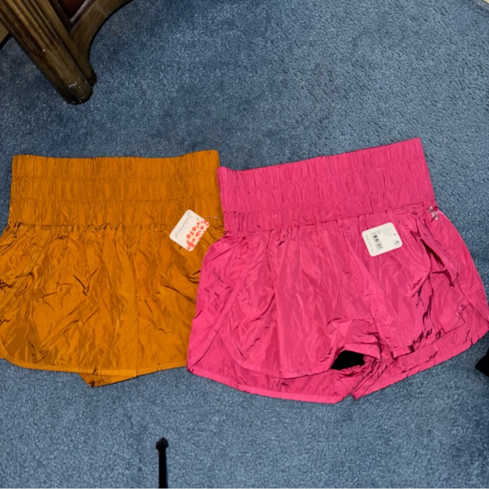 NWT Bundle Free People Movement Pink Orange High-Waisted Boxing Style Shorts M